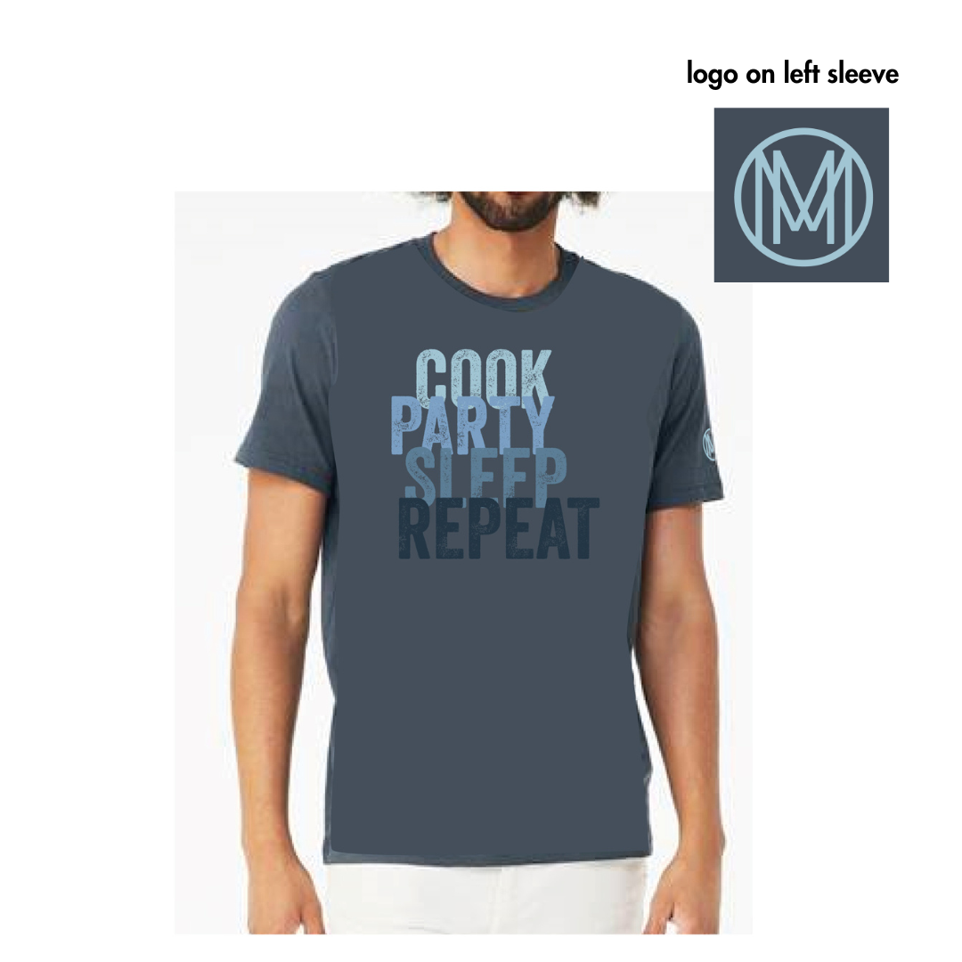 Cook. Party. Sleep. Repeat Unisex Short Sleeve Tee by Bella + Canvas
